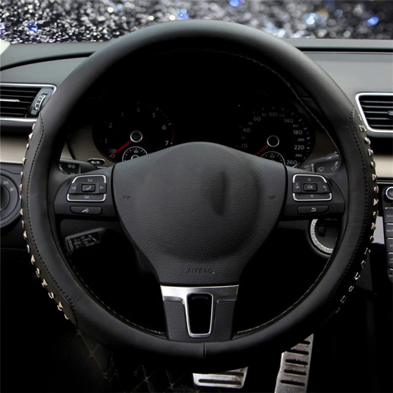 

Rivets car steering wheels cover microfiber leather steering-wheel racing auto accessories universal size M 38cm car styling