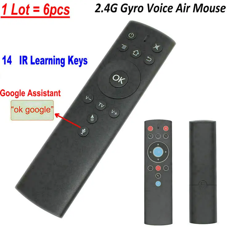 Оптовая продажа 6 шт./лот гироскоп Fly Air Mouse T1M 14 ИК обучающий микрофон google assistant voice