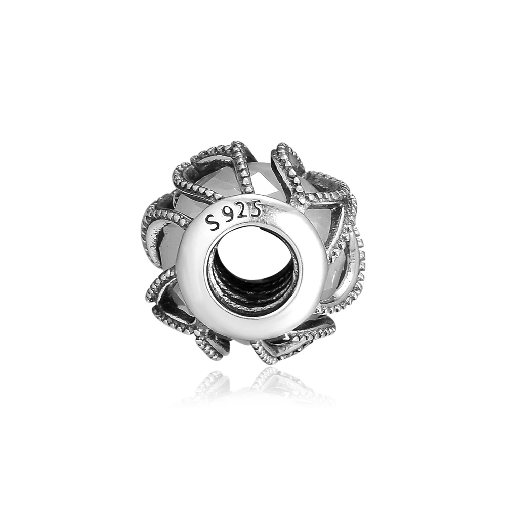 100% Стерлинговое Серебро 925 пробы стандартная Подвеска для браслета DIY белая