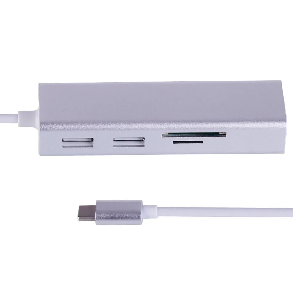 USB-C концентратор Тип C Порты и разъёмы 5 in1 с 2 портами (стандарт 3 0 LAN SD карты сетевой