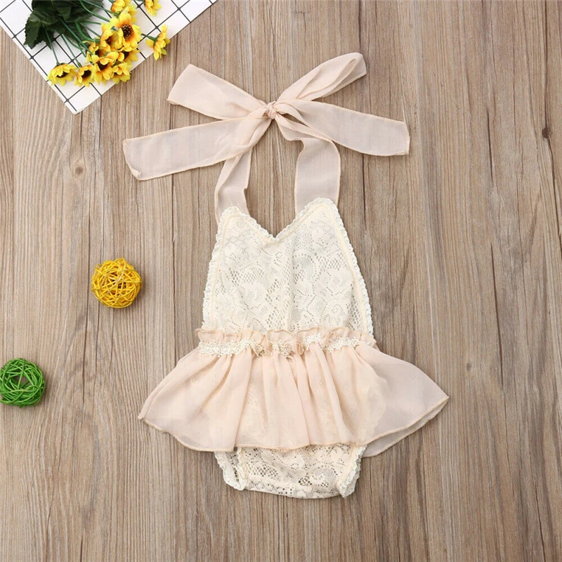 

0-24M Newborn Kdi Baby Girl Clothes Sleeveless Summer Lace Romper Dress Elegant Backless Cute Princess Sunsuit Outfits