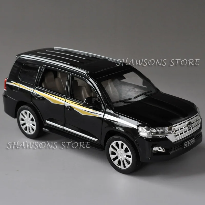 Черный Литая 1:24 Модель автомобиля игрушки Toyota Land Cruiser SUV Реплика оттягивание w/звук и свет - Цвет: Черный