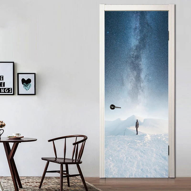 2 шт./компл. наклейки для зимней двери в ландшафтном стиле обои спальни гостиной