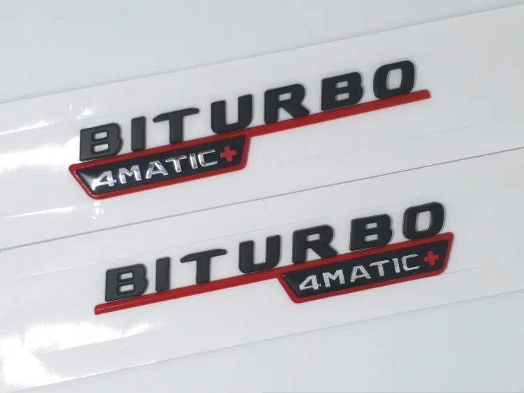 Матовый черный хром Turbo 4matic Biturbo 4matic+ эмблема на КРЫЛО боковой Supercharge логотип для автомобильного стайлинга Стикеры для Mercedes Benz - Название цвета: black and red 15