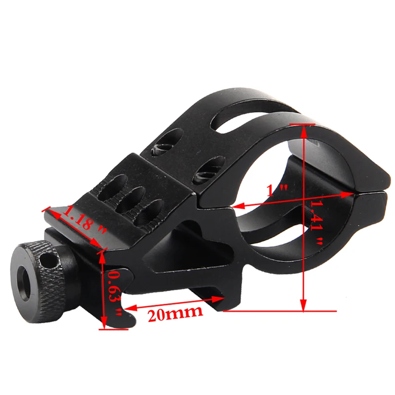 1&quot 25mm Offset Scope Ring with 20mm Picatinny/Weaver Rail Mount Flashlight Torch Laser for RL2-0002 | Спорт и развлечения