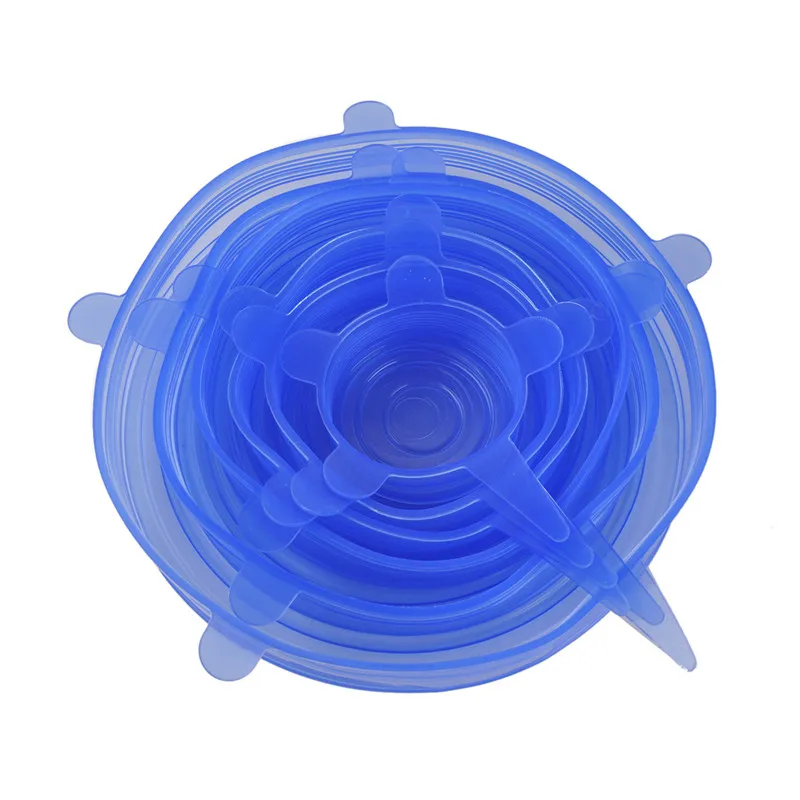 6 шт./компл. растягивающиеся крышки пищевого силикона для кухни пикника улицы