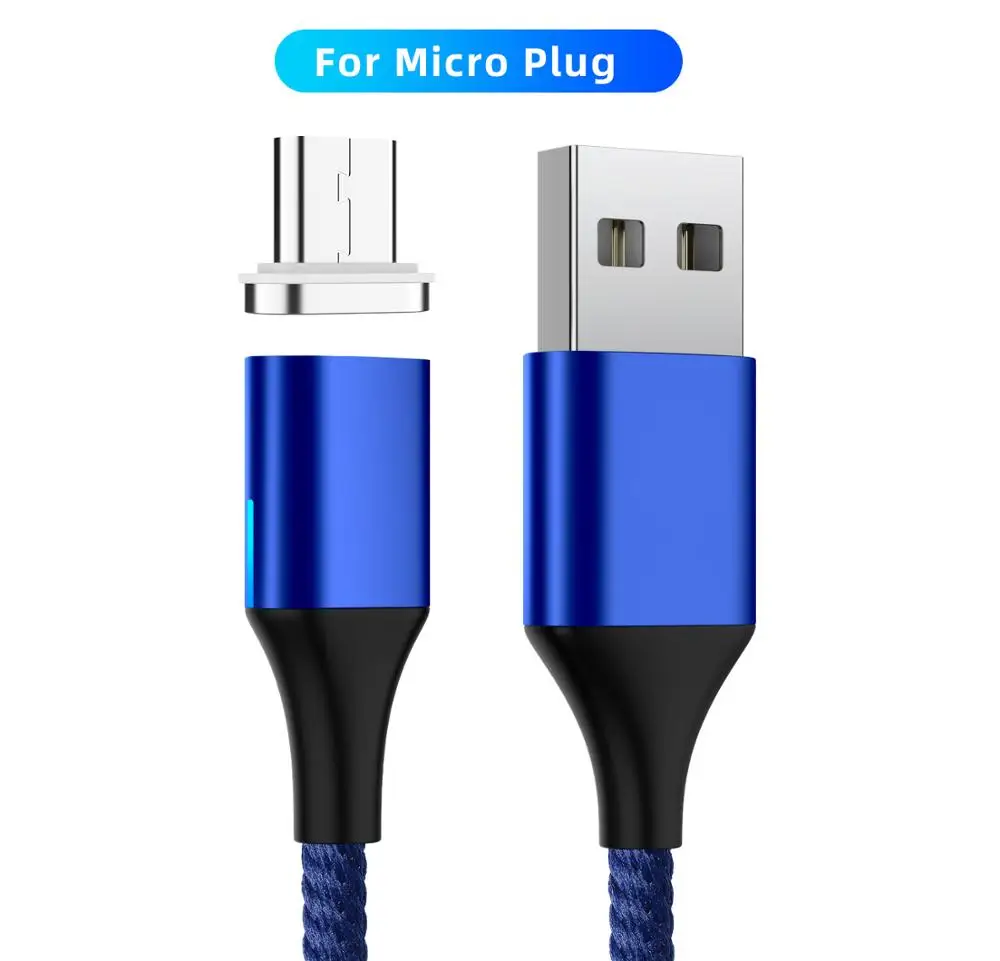 For Micro Blue Магнитный usb-кабель Uverbon, суперзарядный кабель USB type C, Магнитный зарядный кабель Micro usb для зарядки и передачи данных, кабель USB для мобильного телефона - Цвет: For Micro Blue