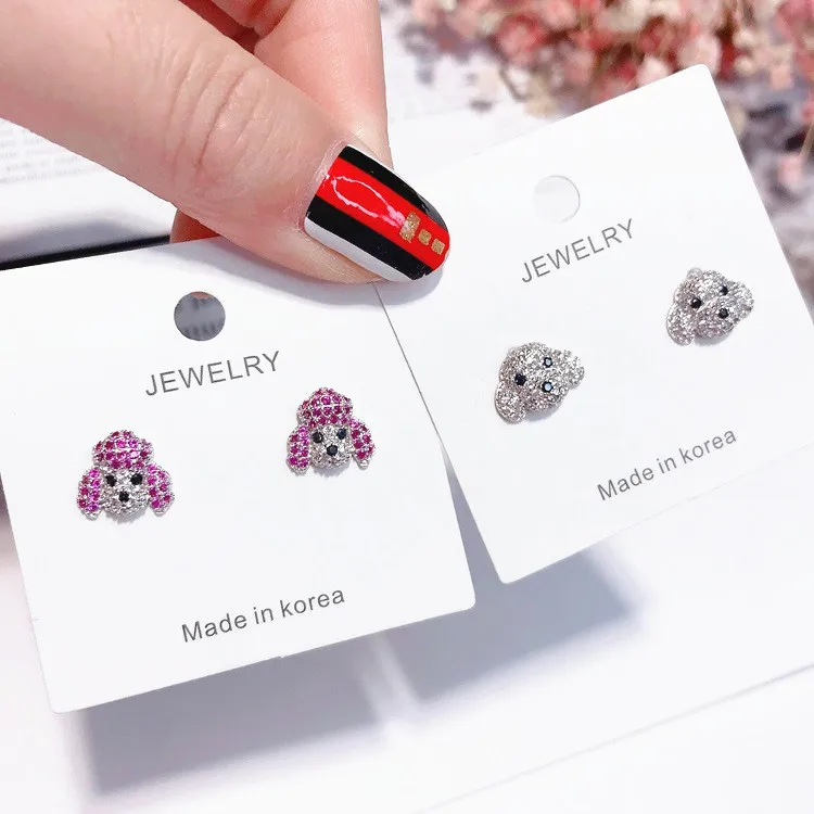 Милая собака полный Циркон 925 Серебряный булавка гипоаллергенный fadeless Сплав