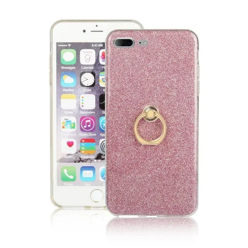 Чехол для iphone 7 с блестящей наклейкой кольцом и пряжкой подставкой чехол 6 6s Plus
