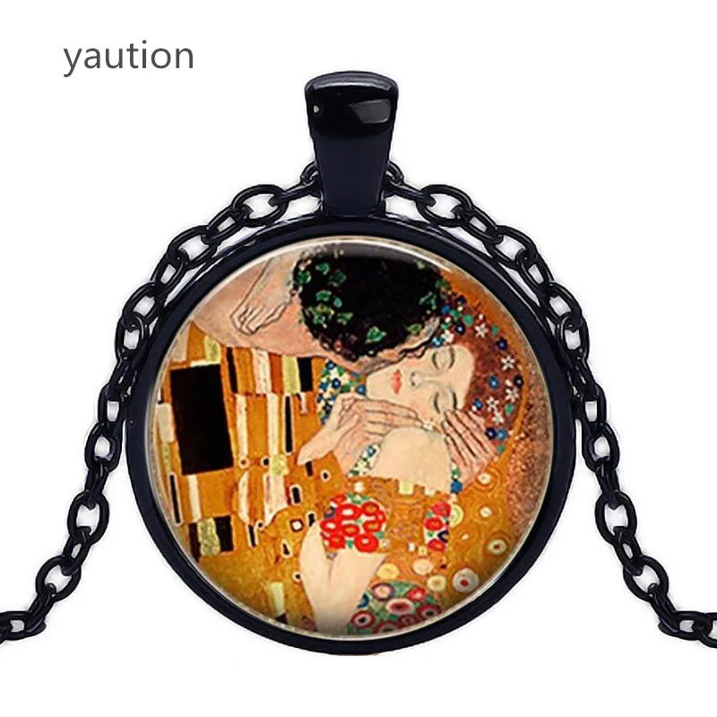 

Gustav Klimt The Kiss Necklace Klimt Art Jewelry Valentine Gift Romantic Gift Lovers Gift