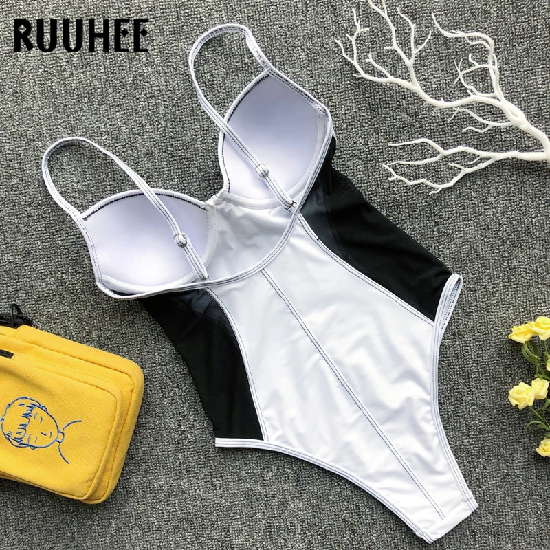 RUUHEE, сдельный купальник, сексуальный, сетчатый, купальник для женщин, с открытой спиной, боди, из кусков, купальник для женщин, бикини,, летняя пляжная одежда