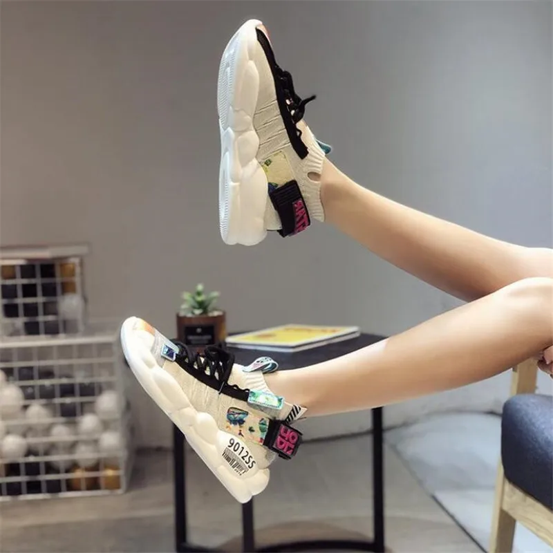 Новинка женские разноцветные носки в стиле хипстеров кроссовки на платформе