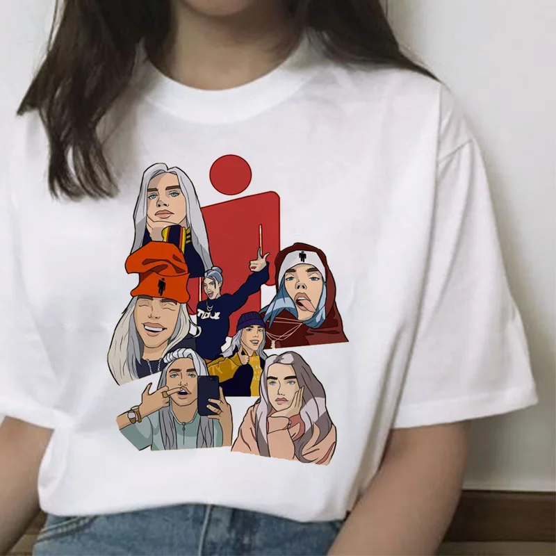7236 Billie eilish Футболка женская хип-хоп топы Новая забавная модная футболка harajuku ulzzang 90s гранж уличная футболка Повседневная Женская - Цвет: 7236