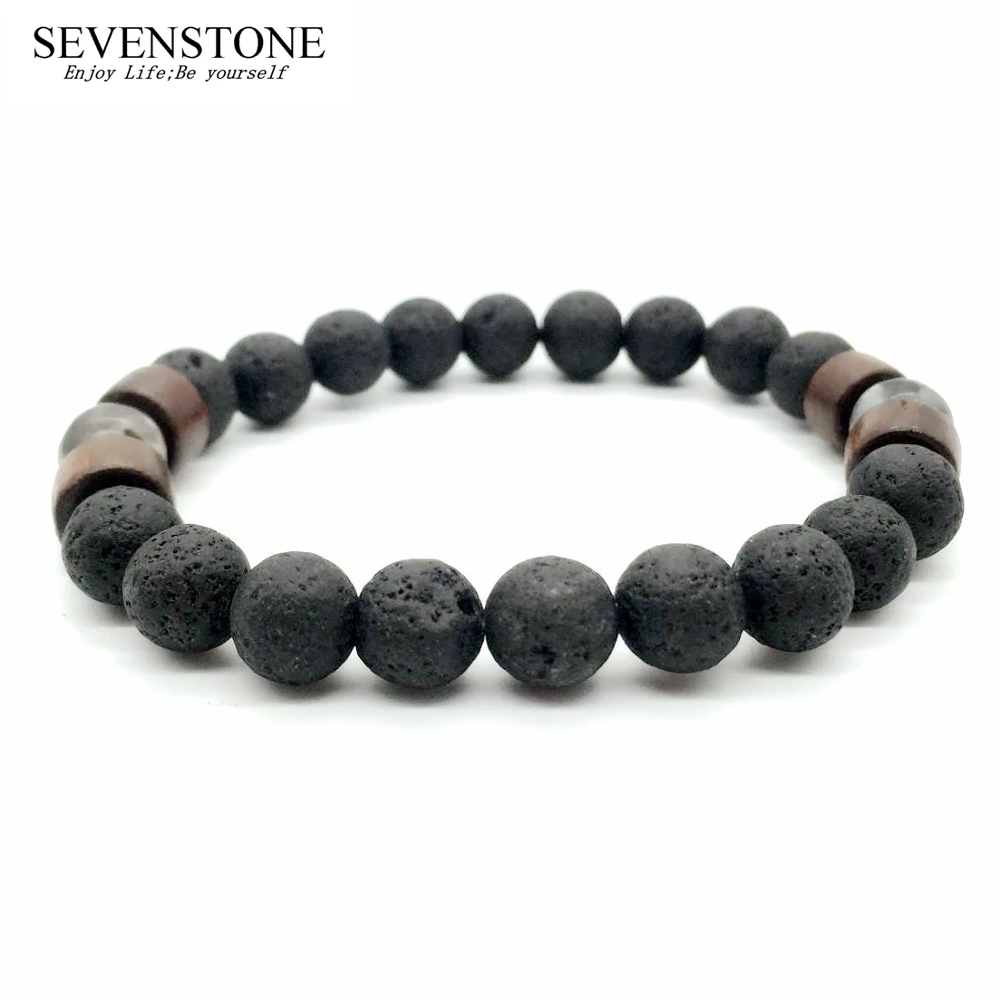 SEVENSTONE модный простой Шарм рейки натуральный камень дерево Античный стиль