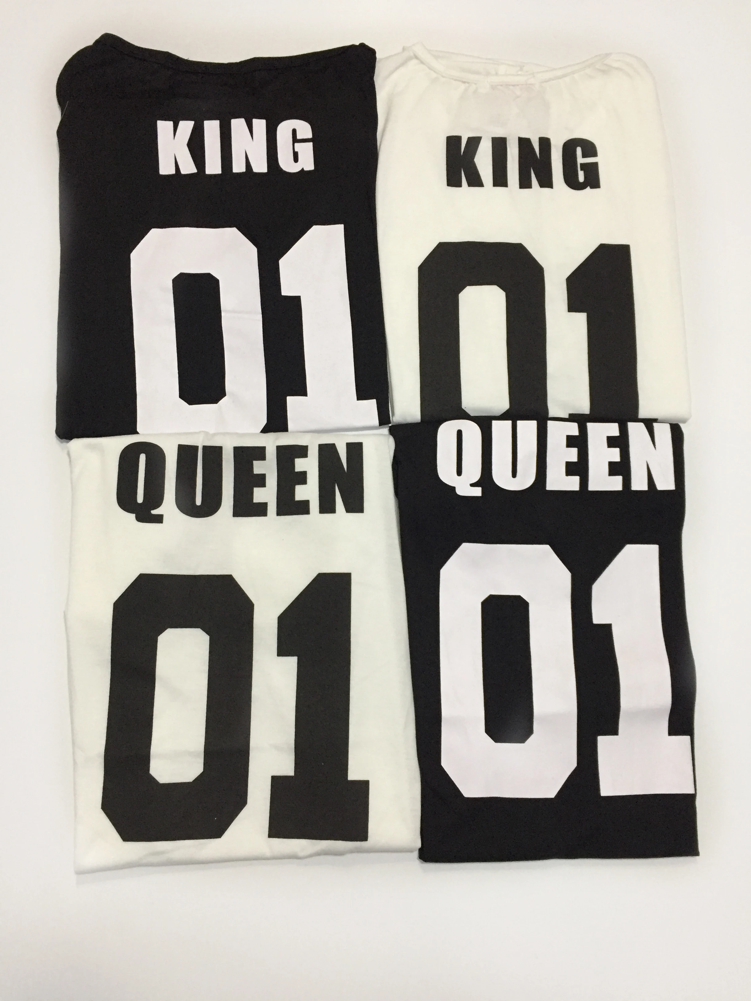 

Summer Casual T-Shirt Letters 01 Printed King Queen Newly Short Sleeve Couples Matching T-Shirts Couple Love Matching Tee Shirts
