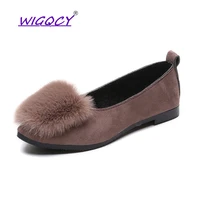 suede flat shoes women 2019 spring autumn elegant fur shoes fashion shallow slip on breathable casual female shoes