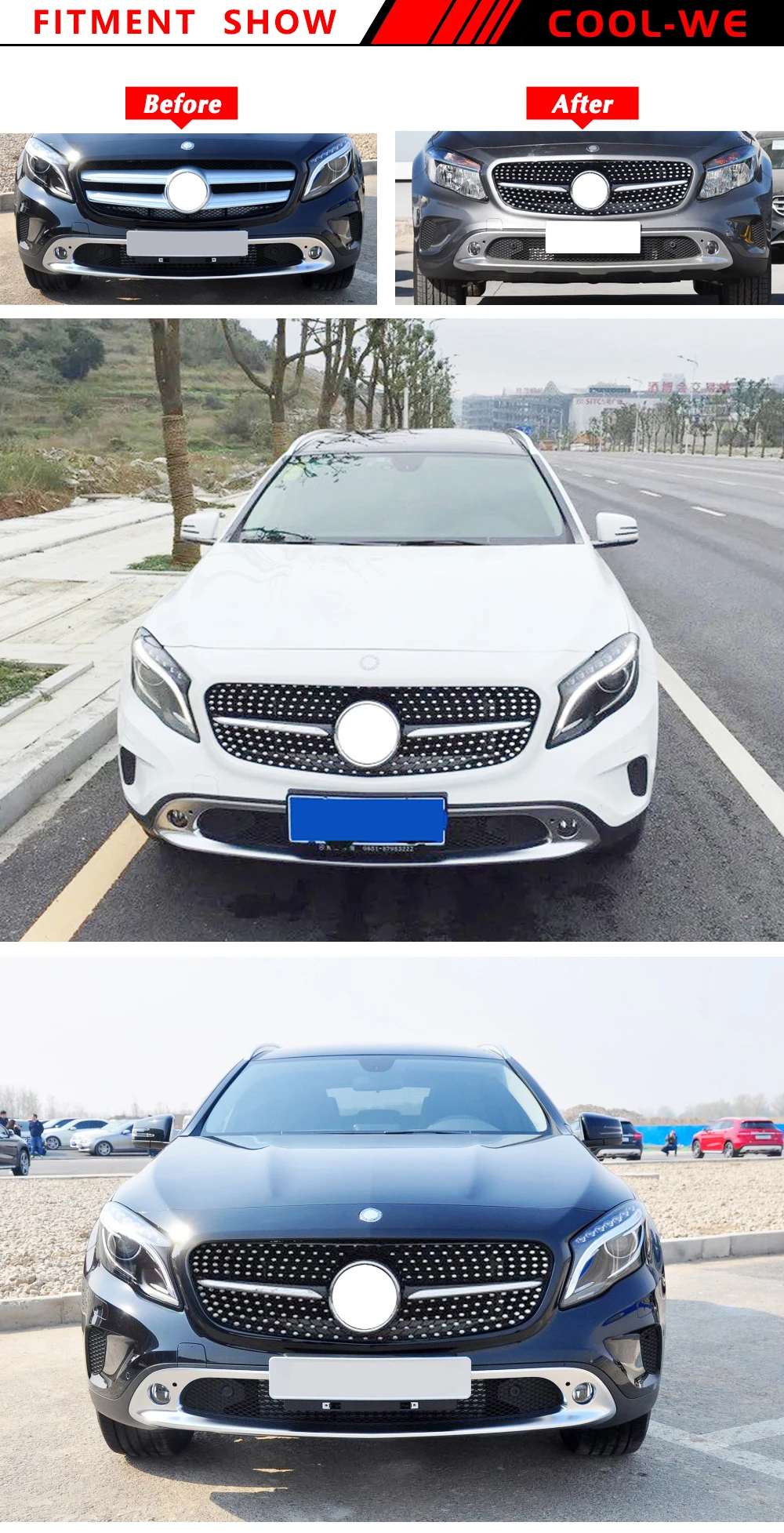 Алмазная решетка подходит для Mercedes Benz GLA класс X156 гриль GLA180 200 250 GLA45