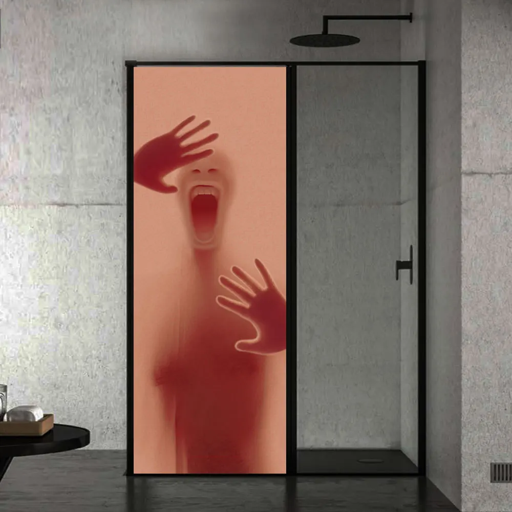 Figure Behind Glass Door Halloween Decorations Stickers Personality Bedroom Wooden Renovation Decal DIY Home Wallpaper | Дом и сад