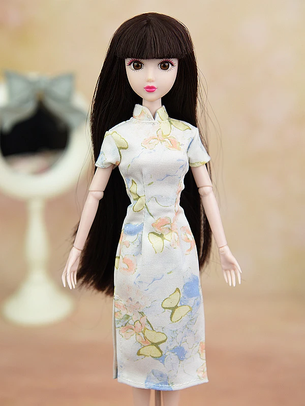 Аксессуары для кукол косплей платье с бабочкой Одежда куклы Барби Cheongsam