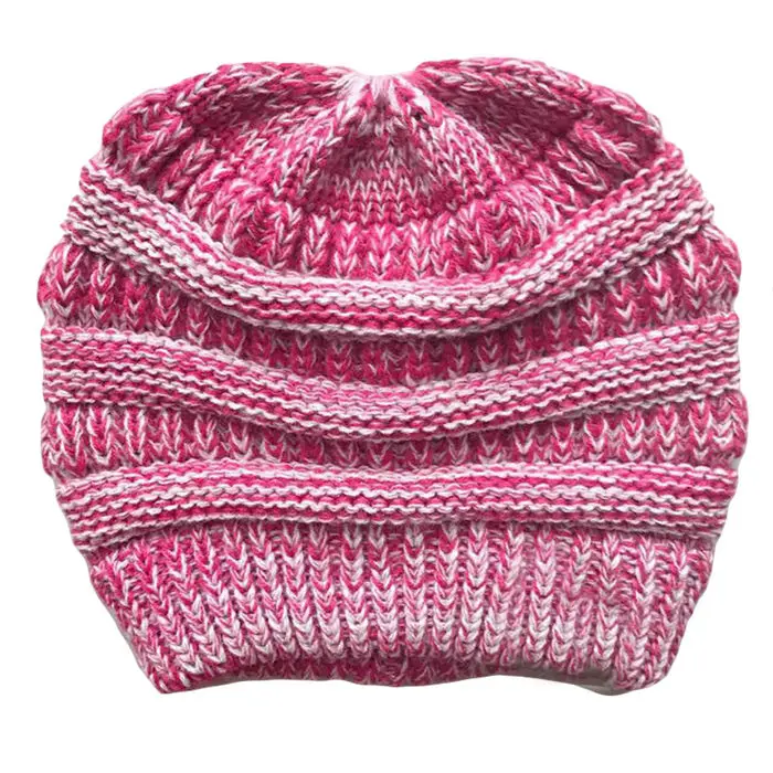 Gorro de punto para mujer gorro de invierno con cola de caballo touca beanie toca chapeu зимние женские головные уборы для женщин - Color: Lavender