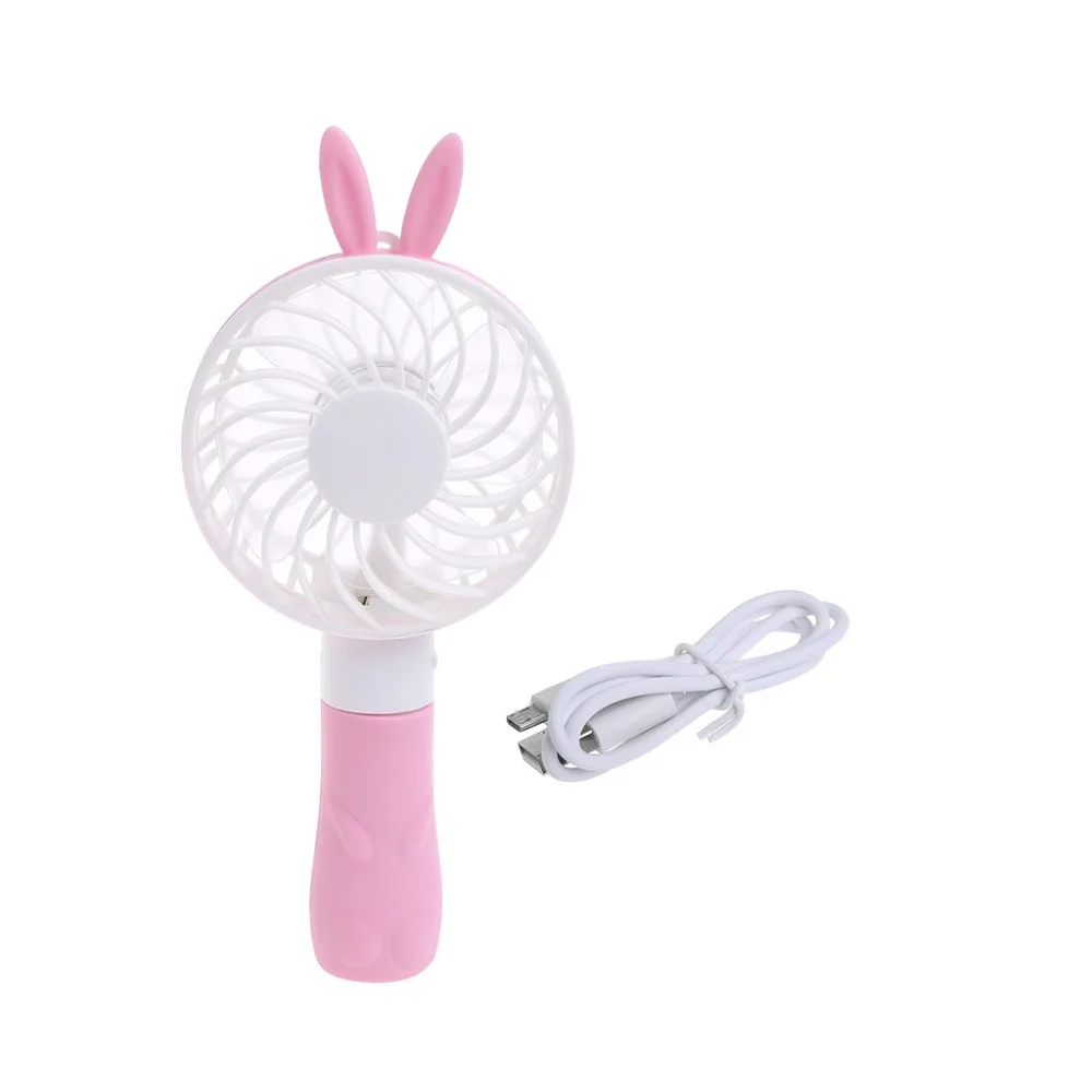 Doll Rabbit - Pink Портативный ручной вентилятор мультфильм вентилятор USB с питанием от аккумулятора питание портативный мини-вентилятор Радиатор с ремешком - Цвет: Doll Rabbit - Pink