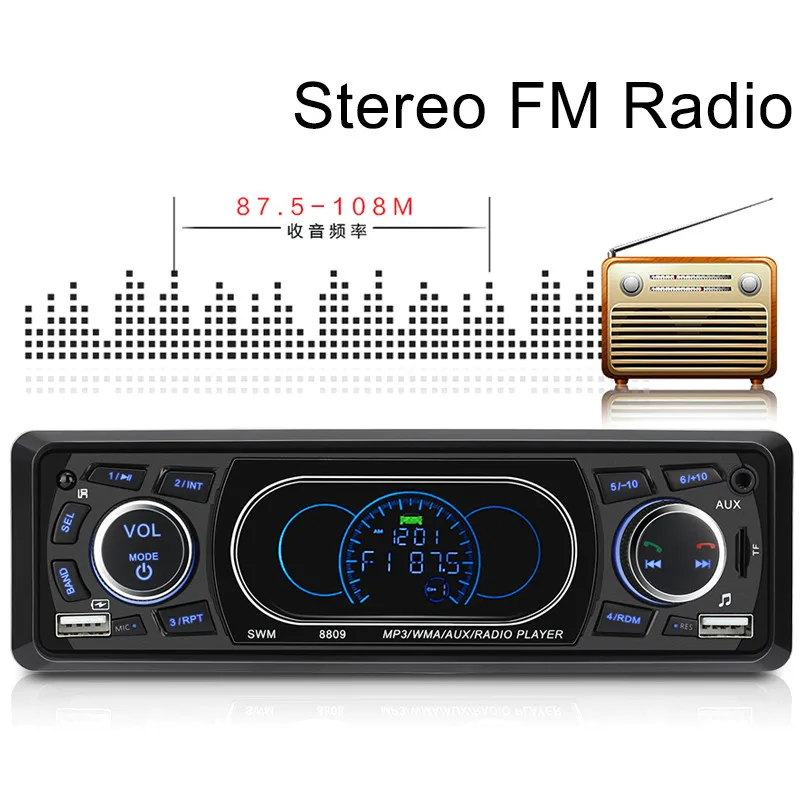 Автомагнитола 1DIN с двумя USB портами Bluetooth MP3 FM SD|Автомобильные радиоприемники| |