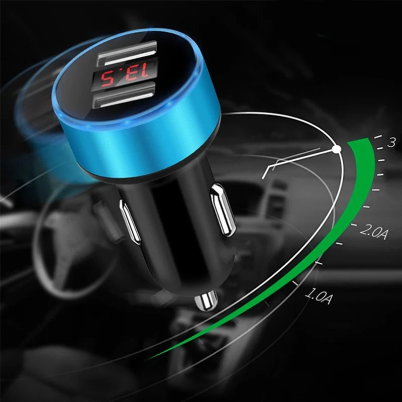 Автомобильное зарядное устройство с двумя usb-портами 3,1 А, светодиодный дисплей, универсальное автомобильное зарядное устройство для мобильного телефона Xiaomi, samsung S8, iPhone 6, 6s, 7, 8 Plus, планшет