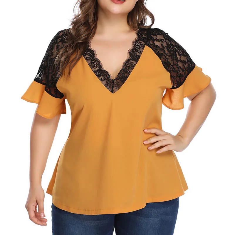 Летняя женская футболка размера плюс, обхват груди 132 см, 5XL, 6XL, 7XL, 8XL, 9XL, женская футболка желтого и красного цветов
