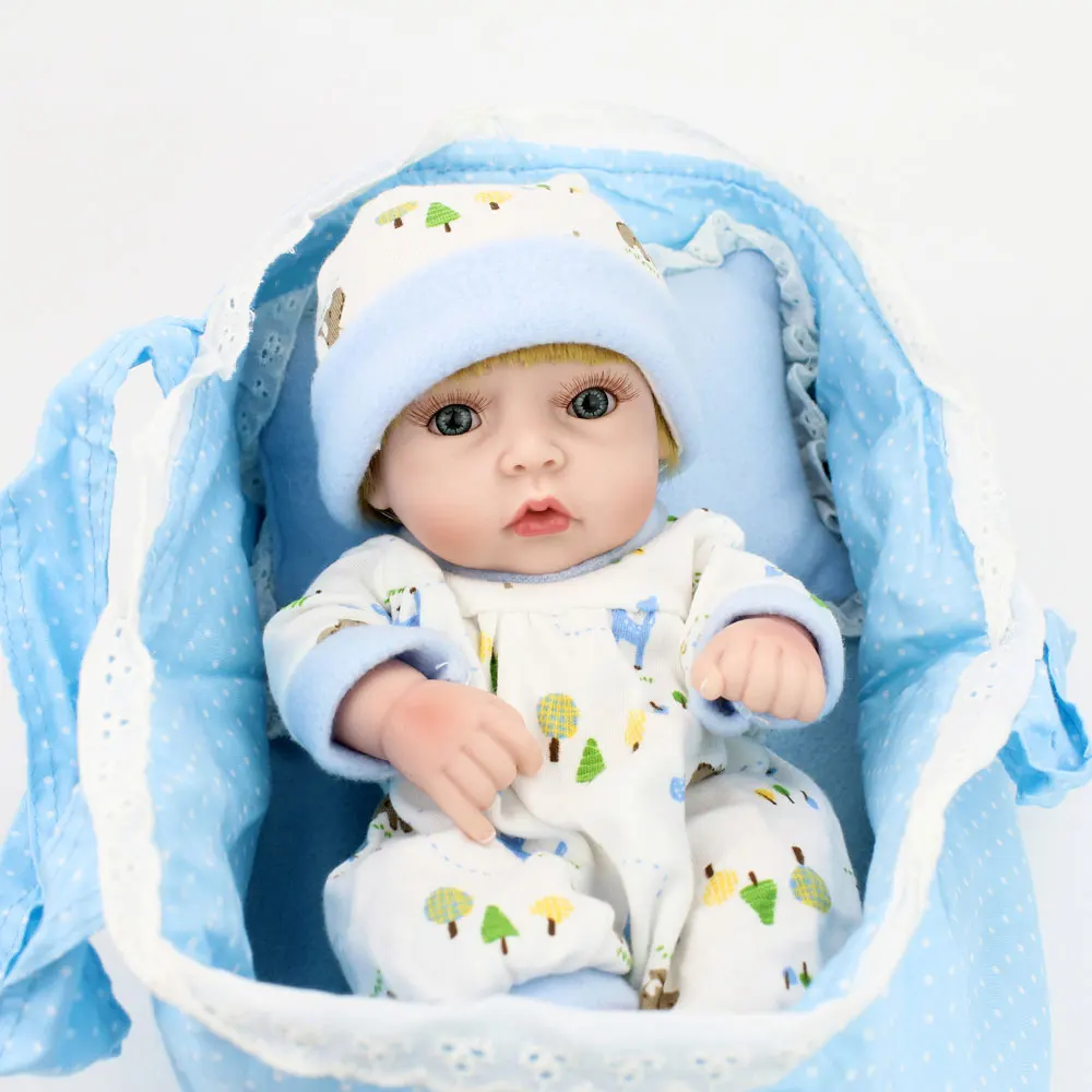 NPKDOLL Куклы реборн игрушки 10 дюймов виниловые детские игрушки подарок для девочек Подушка с рисунком корзины одеяла Наряд полный Силиконовый Рождественский подарок