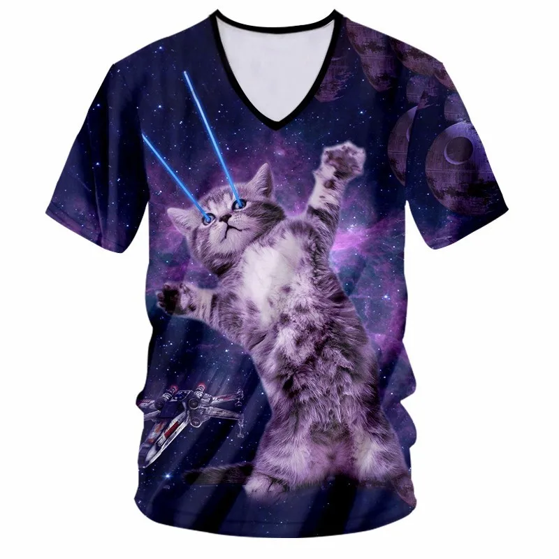 Мужская футболка OGKB летняя с треугольным вырезом и забавным 3d принтом в виде