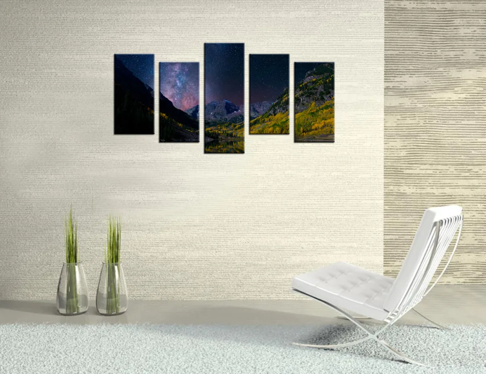 Современная домашняя декоративная картина звездное ночное небо над горой