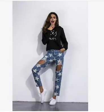 Горячий стиль ностальгию отверстие печати ковбой семь сексуальные джинсовые