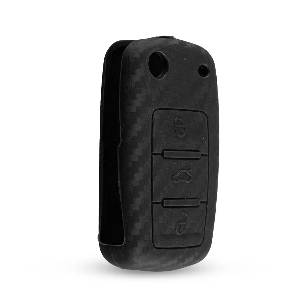 Силиконовый чехол KEYYOU для автомобильного ключа из углеродного волокна VW golf jetta