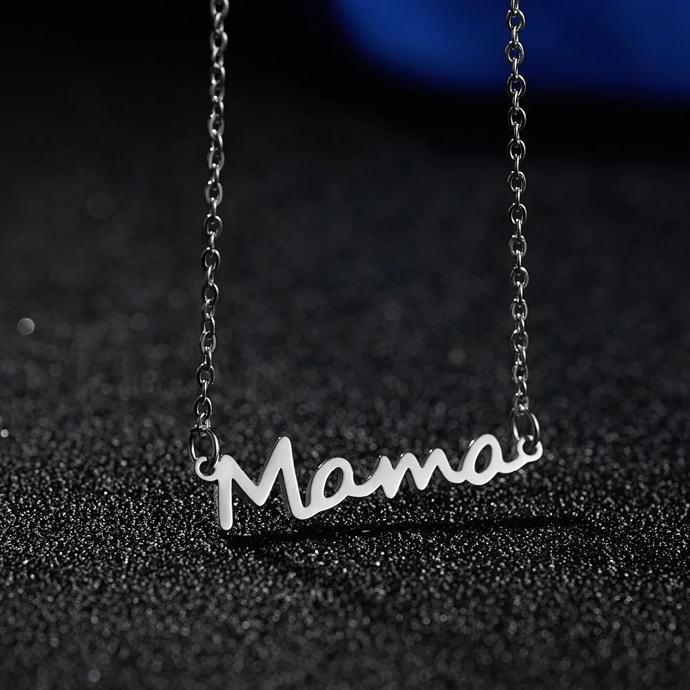 Ринху нержавеющая сталь нежная надпись "мама" ожерелье любовь кулон для матери ювелирные изделия для мамы день матери лучший подарок аксессуары