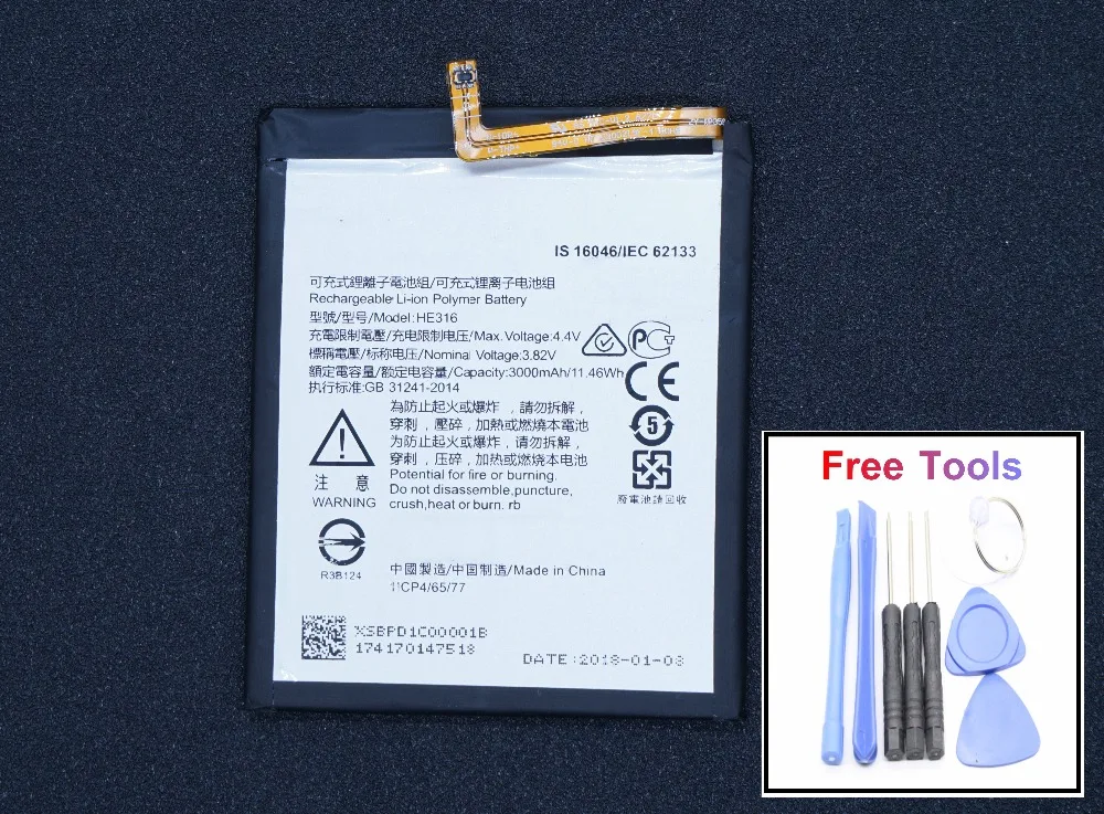 LehonS 3000 мАч Сменный аккумулятор для телефона Nokia 6 nokia6 N6 TA-1000 TA-1003 TA-1021 TA-1025 TA-1033 TA-1039