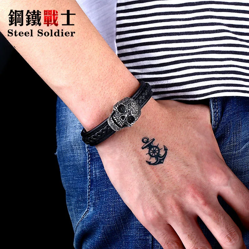 Новое поступление 2018 мужской браслет в стиле панк со стальным солдатиком и