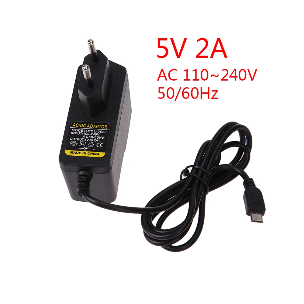 Штепсельная Вилка европейского стандарта AC к DC 5V 2A Micro USB адаптер питания 110 ~ 240V