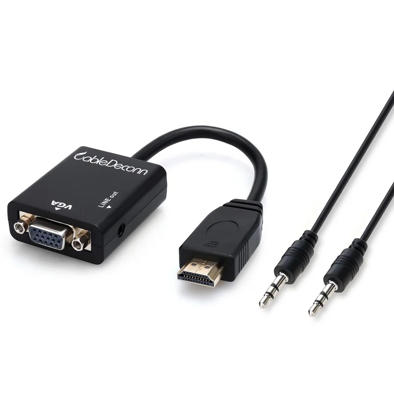 HDMI папа VGA Женский адаптер + Micro Mini к 3в1 кабель конвертер с аудио выходом черный deconn