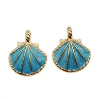 wholesale 10pcs handmade creative conch shape enamel necklace charms pendant diy jewelry bracelet crafts accessories
