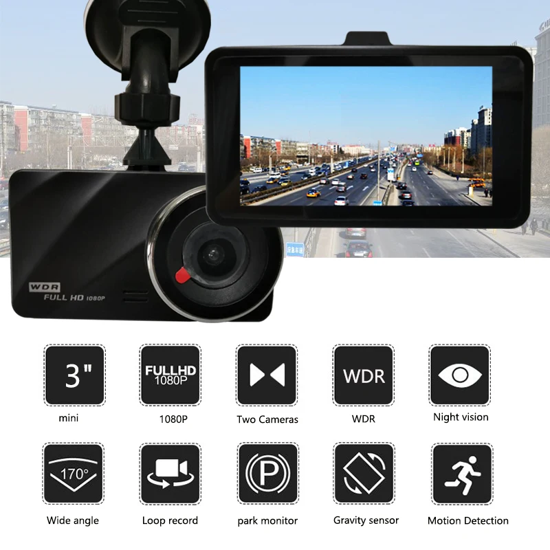 Jiluxing FHD 1080P Мини Автомобильный видеорегистратор две камеры авто камера видео