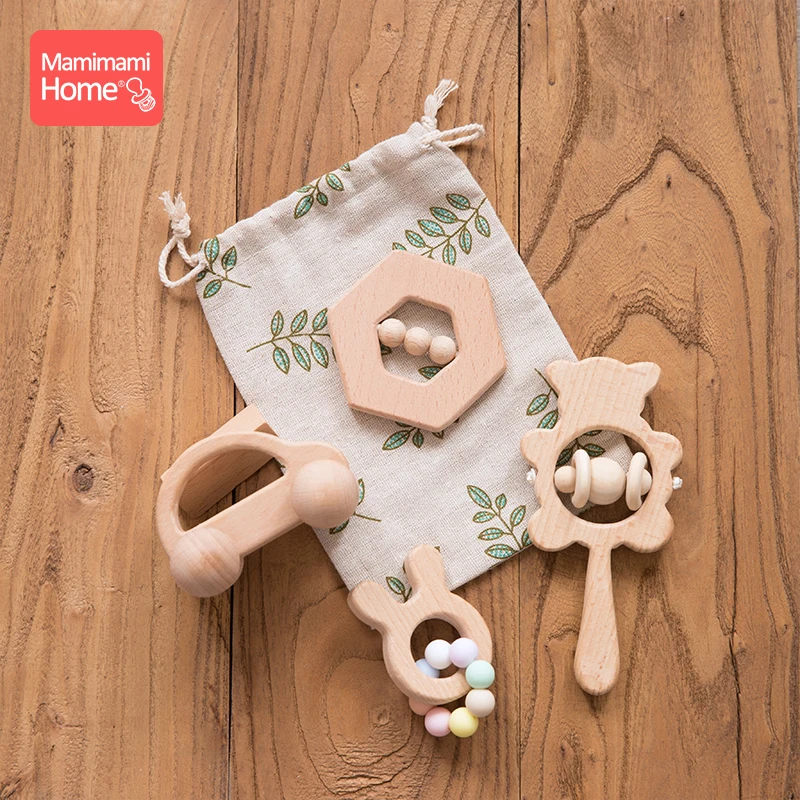 комплект из 4 предметов для маленьких деревянных игрушек детская погремушка