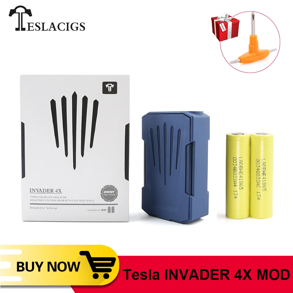 Оригинальный Tesla Invader 4X бокс мод vape для комплект Регулируемое напряжение