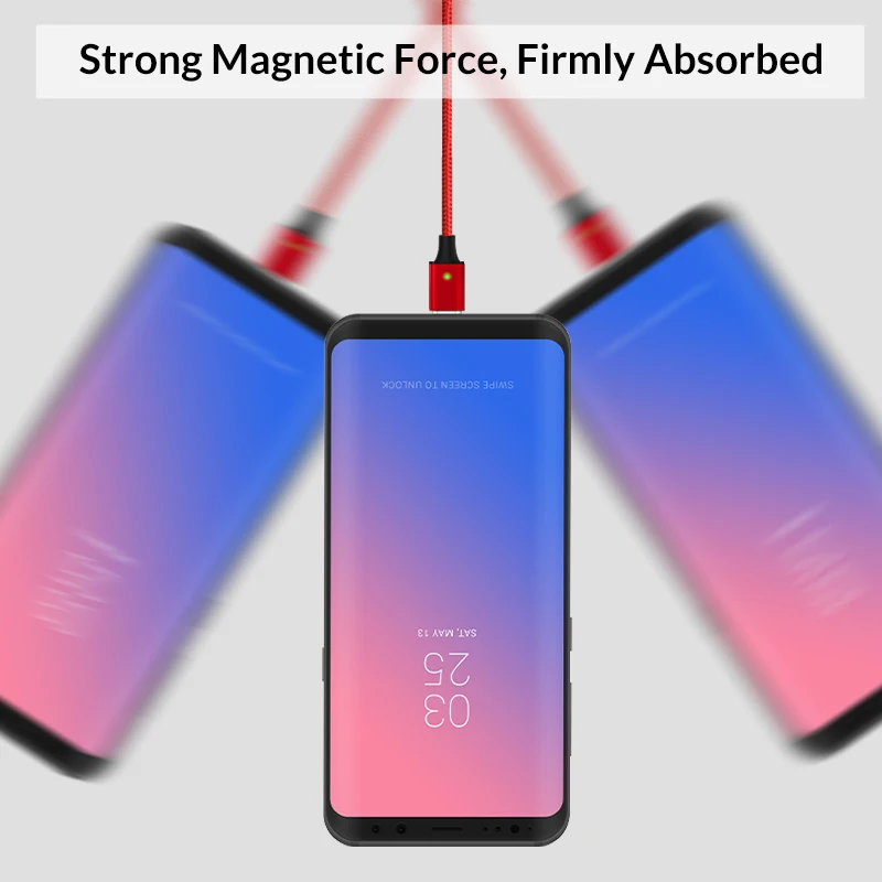 TOPK 1 м светодиодный магнитный кабель Micro usb type C для samsung Xiaomi huawei LG Магнитный