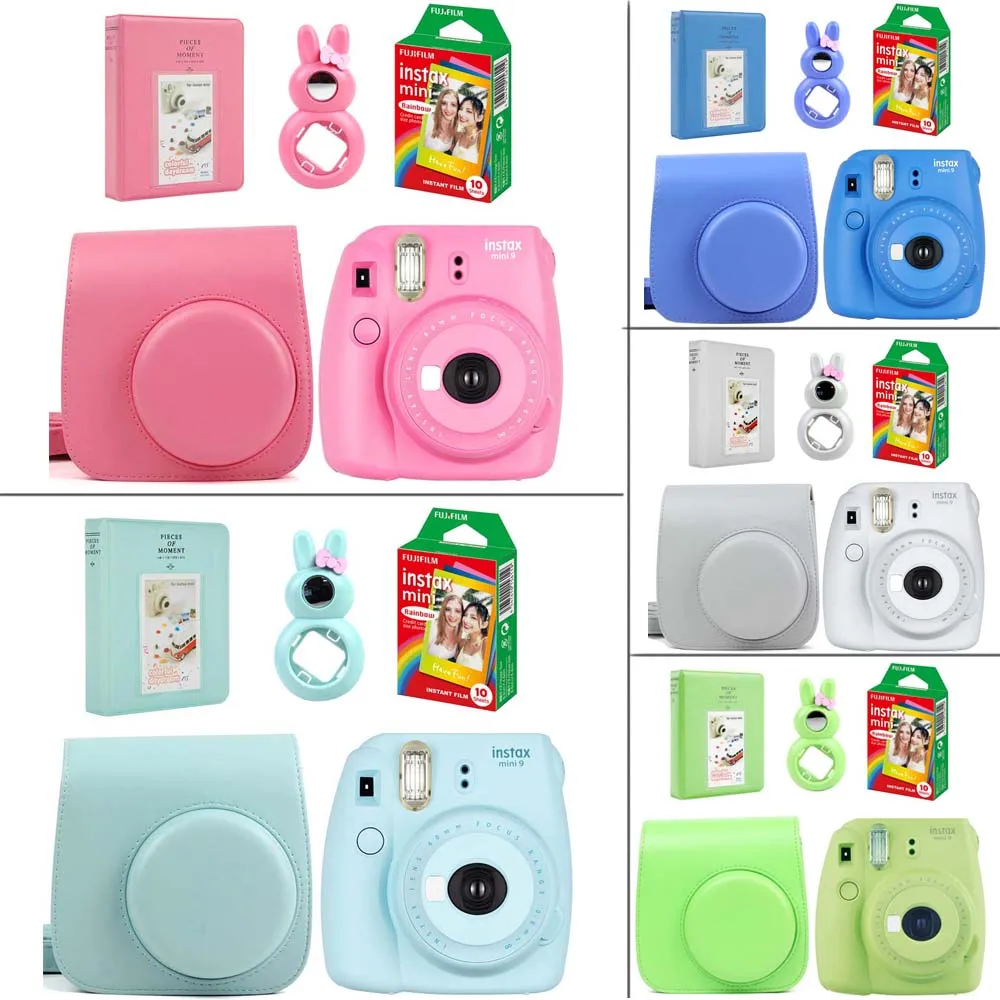 Мгновенная фотокамера Fujifilm Instax Mini 9 5 цветов с радужной пленкой кожаный чехол для
