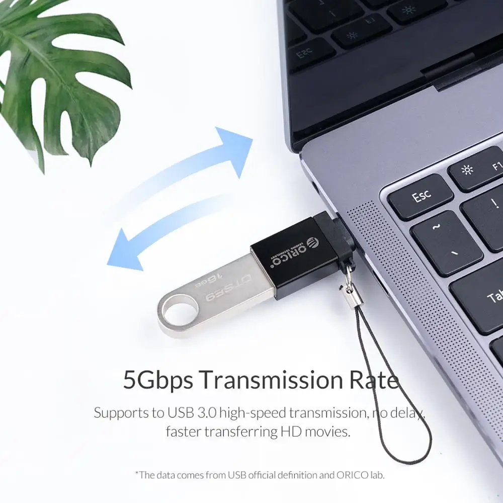 Адаптер ORICO OTG Type C (M) к USB 3 0 (F) Конвертор USB3.0 5Gpbs скорость передачи анти потерянный