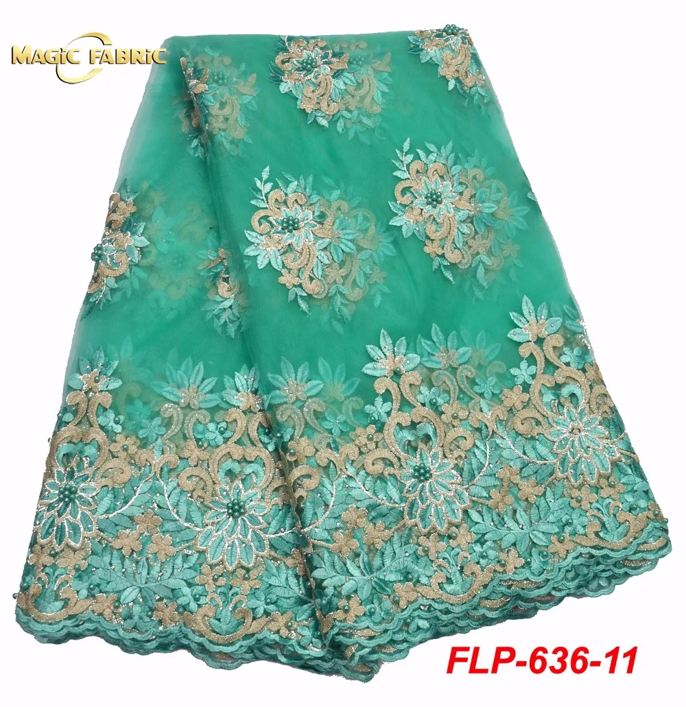 

African Lace Fabric Blue Color Embroidered Nigerian Laces Fabric Bridal High Quality French Tulle Lace Fabric For Women FLP-636