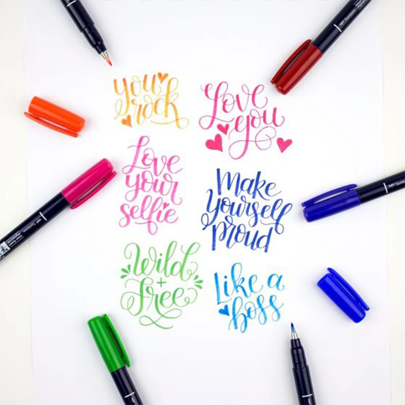 Tombow Fudenosuke цветные кисти для каллиграфии ручки для ручного письма художественный маркер цветная ручка для рисования Bullet Journal Design товары для рукоделия