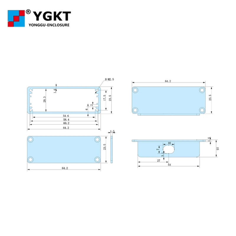 64*23 5*110/2.52 ''x 0 93'' x 4 33 ''(wxhxl) мм алюминиевый корпус для электроники pcb