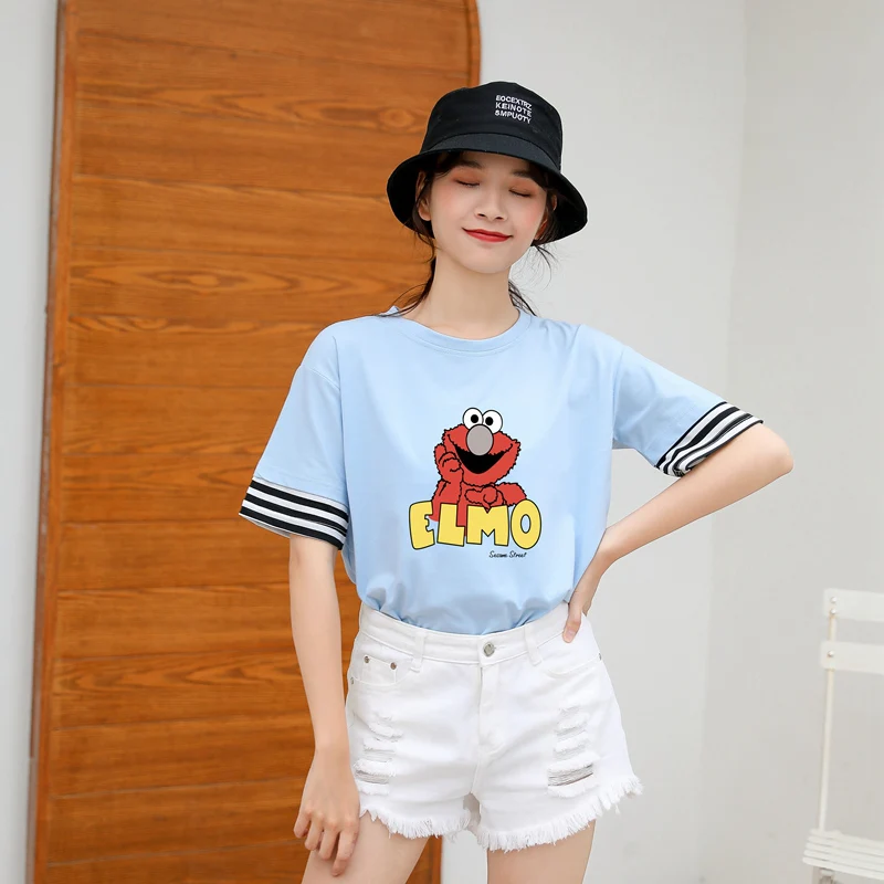 Новинка хлопковая Футболка Harajuku Kawaii Милые Забавные топы с принтом в виде героев