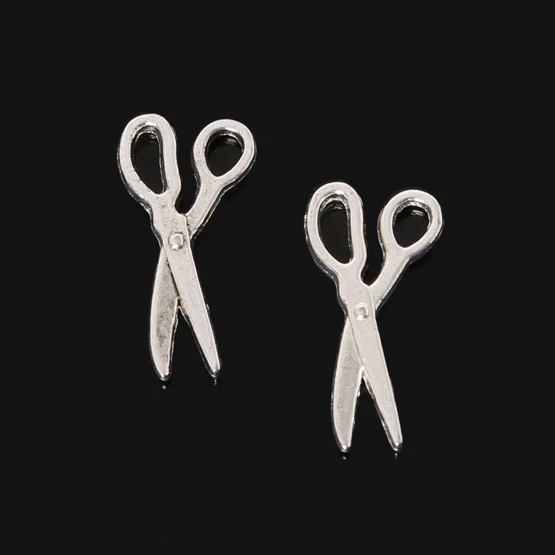 Подвески-ножницы из цинкового сплава 22 шт. 9x18 мм античные с серебряным покрытием